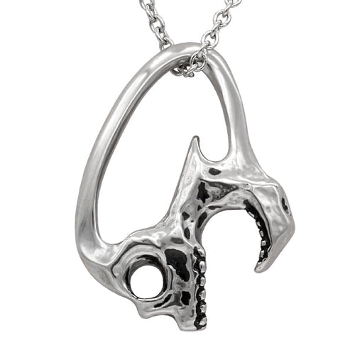 Silver Skull Pendant Necklace Gothic Biker Chain 24 Inch