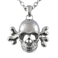 Silver Skull Pendant Necklace Gothic Biker Unisex Chain