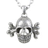 Silver Skull Pendant Necklace Gothic Biker Unisex Chain
