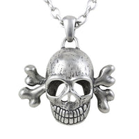 Silver Skull Pendant Necklace Gothic Biker Unisex Chain