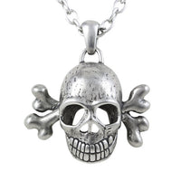Silver Skull Pendant Necklace Gothic Biker Unisex Chain