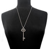 Silver Vintage Key Necklace Pendant Long Chain Charm