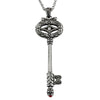 Silver Vintage Key Necklace Pendant Long Chain Charm