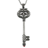 Silver Vintage Key Necklace Pendant Long Chain Charm