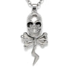 Skull And Bones Thunder Pendant Necklace Mens Steel