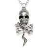 Skull And Bones Thunder Pendant Necklace Mens Steel