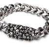 Skull Chain Bracelet Mens Stainless Steel Heavy Cuban Link