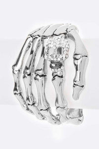 Skull Skeleton Hand Gold Bangle Gothic Statement Cuff