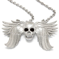 Skull Wing Pendant Necklace Gothic Silver Chain Unisex