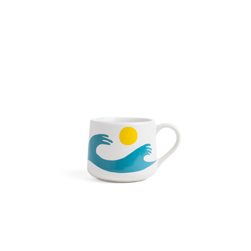 Ty Williams - Blue Waves - 12oz Crescent Mug Created Co.