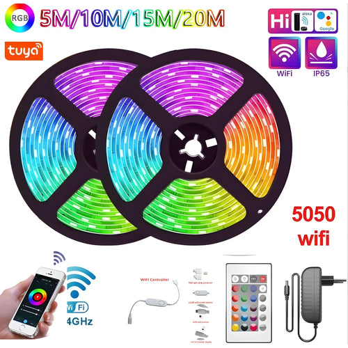 Smart LED Strip Light - WiFi & Bluetooth Control, 5050 RGB