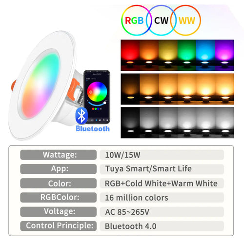 Smart RGB Bluetooth Ceiling Light 10W/15W with Tuya App Control