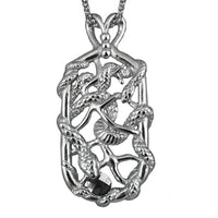 Snake Tag Necklace Double Serpent Pendant Silver Tone