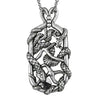 Snake Tag Necklace Double Serpent Pendant Silver Tone