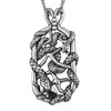 Snake Tag Necklace Double Serpent Pendant Silver Tone