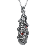 Snake Teardrop Necklace Gothic Silver Serpent Pendant