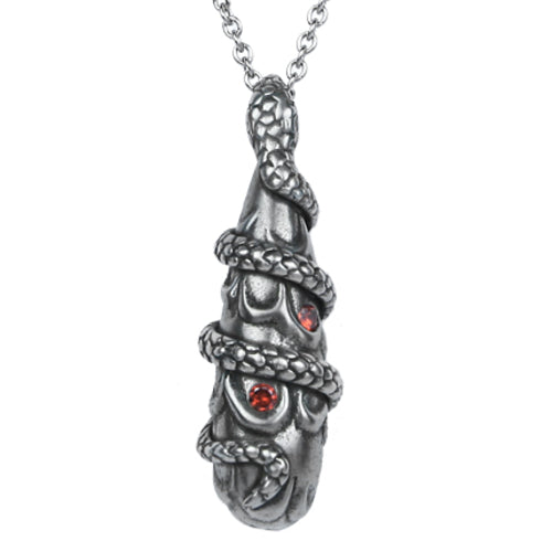 Snake Teardrop Necklace Gothic Silver Serpent Pendant