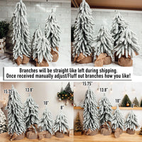 Snow Flocked Artificial Christmas Trees Realistic Mini Holiday Home Decor