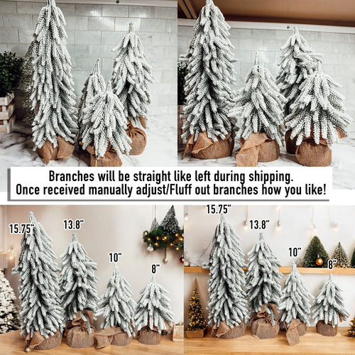 Snow Flocked Artificial Christmas Trees Realistic Mini Holiday Home Decor