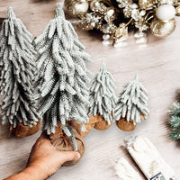 Snow Flocked Artificial Christmas Trees Realistic Mini Holiday Home Decor