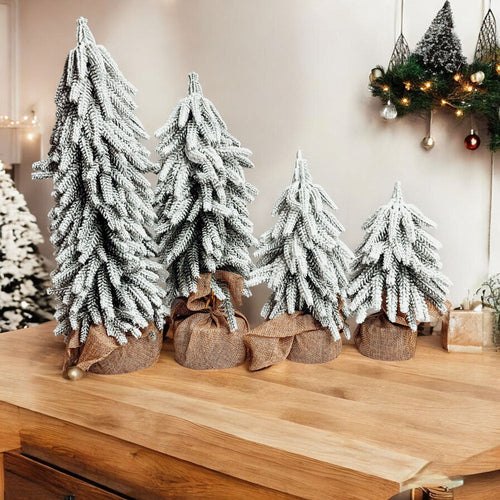 Snow Flocked Artificial Christmas Trees Realistic Mini Holiday Home Decor