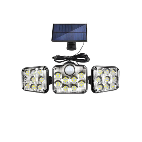 Solar Lamp Outdoor Flood Light with Motion Sensor, 3 Heads, IP65 Waterproof