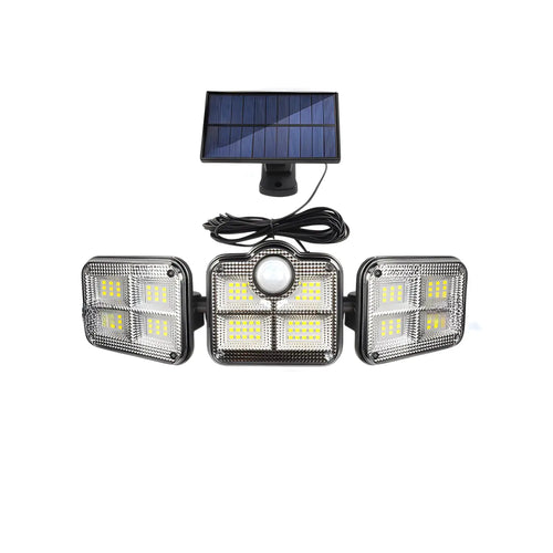 Solar Lamp Outdoor Flood Light with Motion Sensor, 3 Heads, IP65 Waterproof