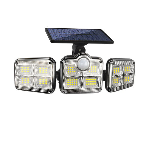 Solar Lamp Outdoor Flood Light with Motion Sensor, 3 Heads, IP65 Waterproof