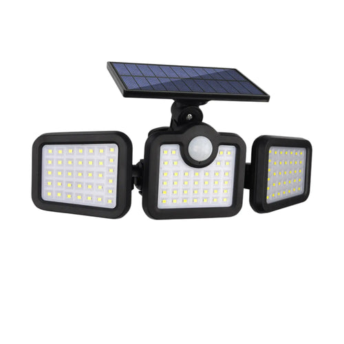 Solar Lamp Outdoor Flood Light with Motion Sensor, 3 Heads, IP65 Waterproof