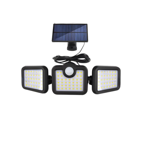 Solar Lamp Outdoor Flood Light with Motion Sensor, 3 Heads, IP65 Waterproof