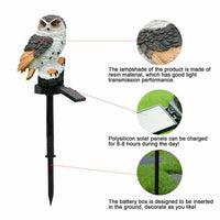 Solar Powered Owl LED Light for Pathways, Resin Outdoor Decor - Dont Use