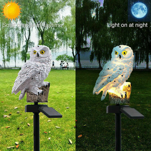 Solar Powered Owl LED Light for Pathways, Resin Outdoor Decor - Dont Use