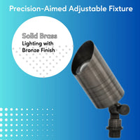 Solid Brass Adjustable Outdoor Spotlights with 5 MR-16 LED Bulb