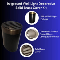 Solid Brass Louvered PAR36 In-ground Well Light Cover Kit