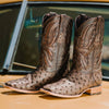 Soto Boots Mens Out of the Wild Brown Ostrich Print Boots H50031