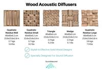 Wood Acoustic Diffuser Panel | Solid Paulownia Wood Sound Diffuser for Studios & Home Theaters