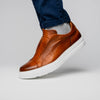 65-225-CGN SPETTACOLARE Italian Pebble Grain Calfskin Sneakers Cognac