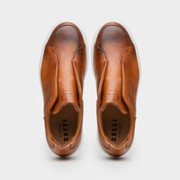 65-225-CGN SPETTACOLARE Italian Pebble Grain Calfskin Sneakers Cognac