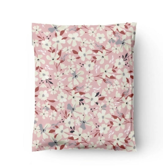 Spring Pink White Flower Poly Mailers Size 10x13 Colorful Shipping Bags
