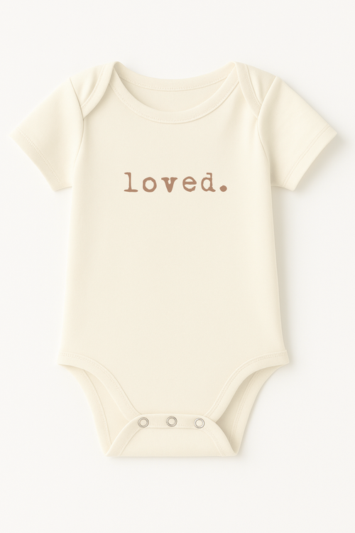 Loved. Clay Organic Cotton Baby Bodysuit Short Sleeve