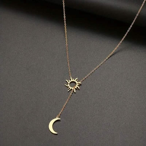 Stainless Steel Sun Totem and Moon Necklace
