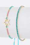 Star Rhinestone Bracelet Set Adjustable String Charms