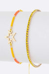 Star Rhinestone Bracelet Set Adjustable String Charms