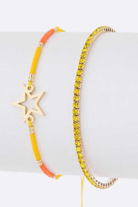 Star Rhinestone Bracelet Set Adjustable String Charms