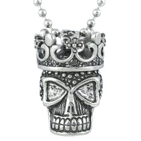 Steel Skull Crown Necklace Gothic Pendant Chain for Men
