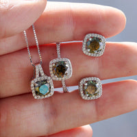 Sterling Silver 3-Piece Moissanite Jewelry Set 1ct Necklace Ring Earrings