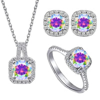 Sterling Silver 3-Piece Moissanite Jewelry Set 1ct Necklace Ring Earrings
