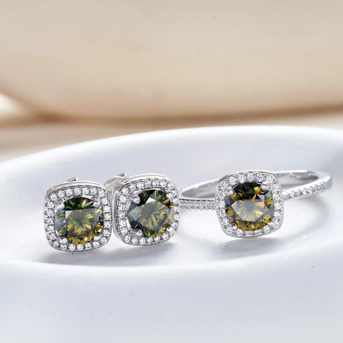 Sterling Silver 3-Piece Moissanite Jewelry Set 1ct Necklace Ring Earrings
