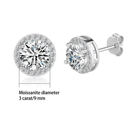 Sterling Silver 0.5 1 2Ct Round Moissanite Stud Earrings For Women