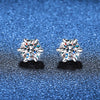 Sterling Silver 925 1ct Moissanite 6-Claw Stud Earrings Unisex Magnetic Hole
